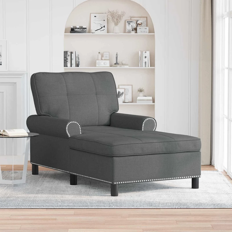 Chaise Lounge Cinzento Escuro tecido 91 x 157 x 91 cm