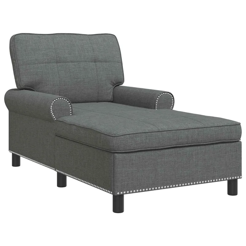 Chaise Lounge Cinzento Escuro tecido 91 x 157 x 91 cm