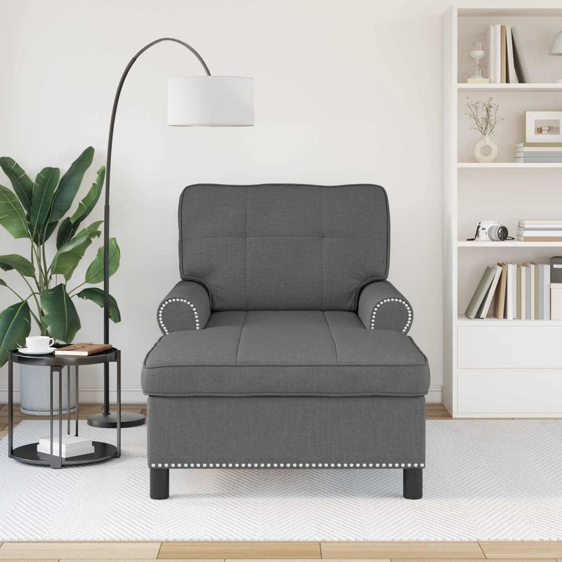 Chaise Lounge Cinzento Escuro tecido 91 x 157 x 91 cm