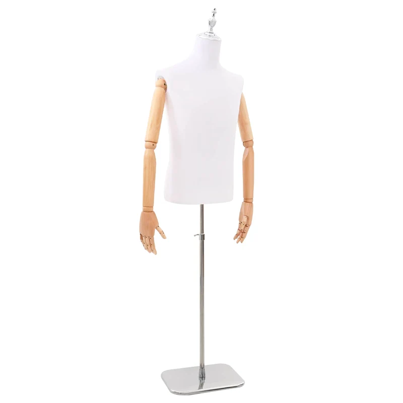Mannequin Ajustável de 170-218 cm com Base Masculino PP Branco
