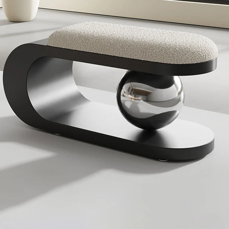 Contemporary Scandinavian Long Curve Orb Carbon Steel Sherpa Fabric Chair For Living Room