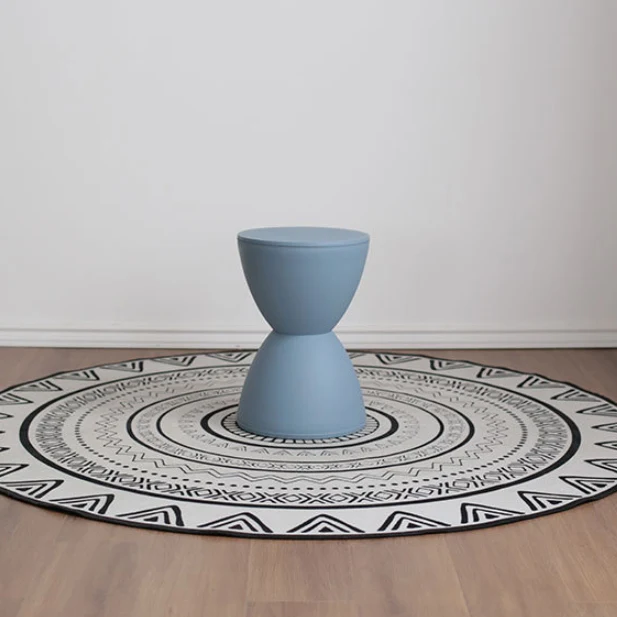 Contemporary Scandinavian Round Cone Hourglass Plastic Chair Backless For Living Room