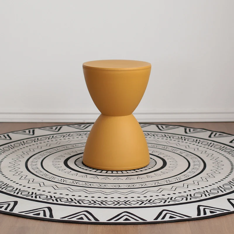 Contemporary Scandinavian Round Cone Hourglass Plastic Chair Backless For Living Room