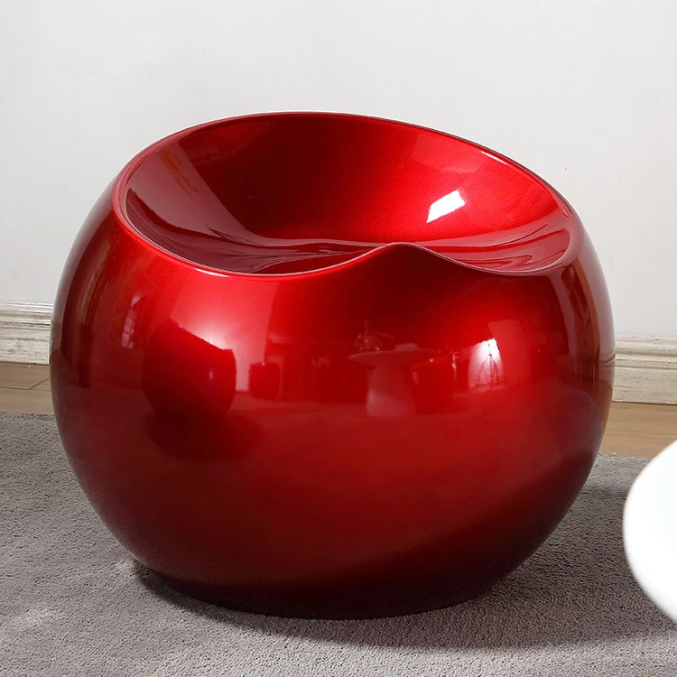 Modern Art Deco Apple Shape Round ABS Plastic Steel Chair Backless For Living Room