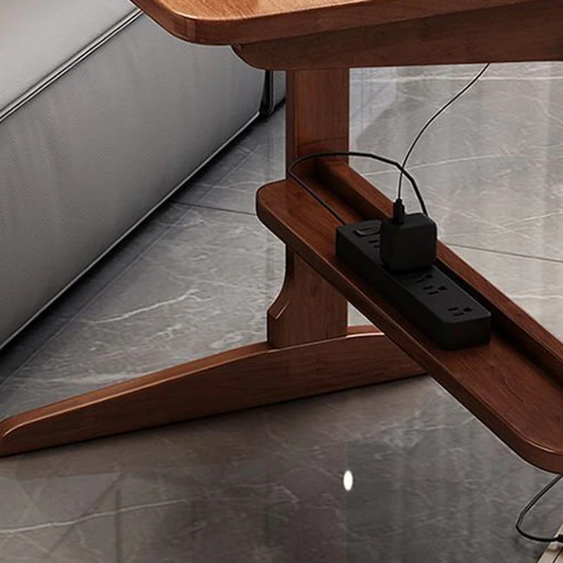 Modern Minimalist Rectangle Rubberwood Desk 2-Leg For Home Office