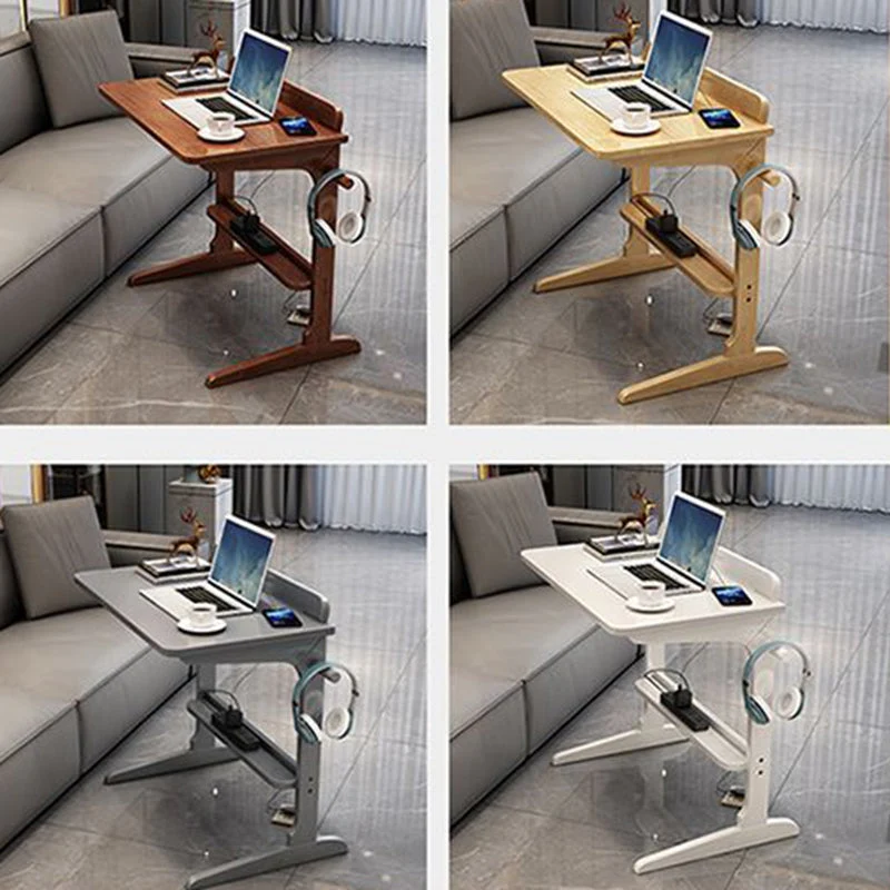 Modern Minimalist Rectangle Rubberwood Desk 2-Leg For Home Office