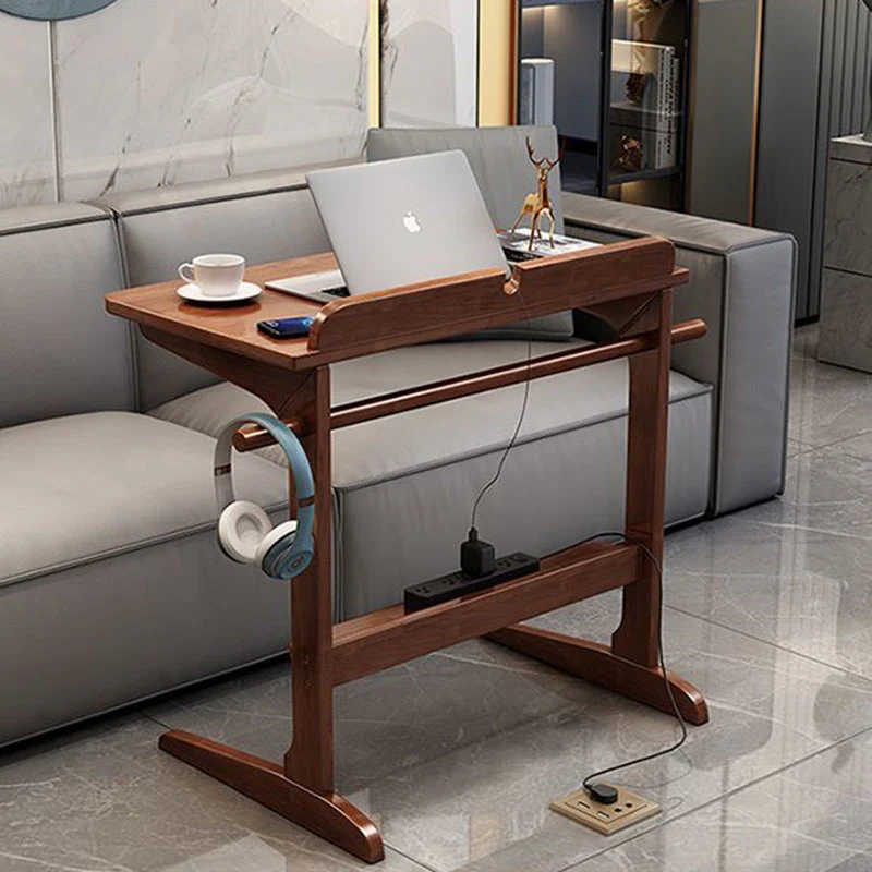 Modern Minimalist Rectangle Rubberwood Desk 2-Leg For Home Office