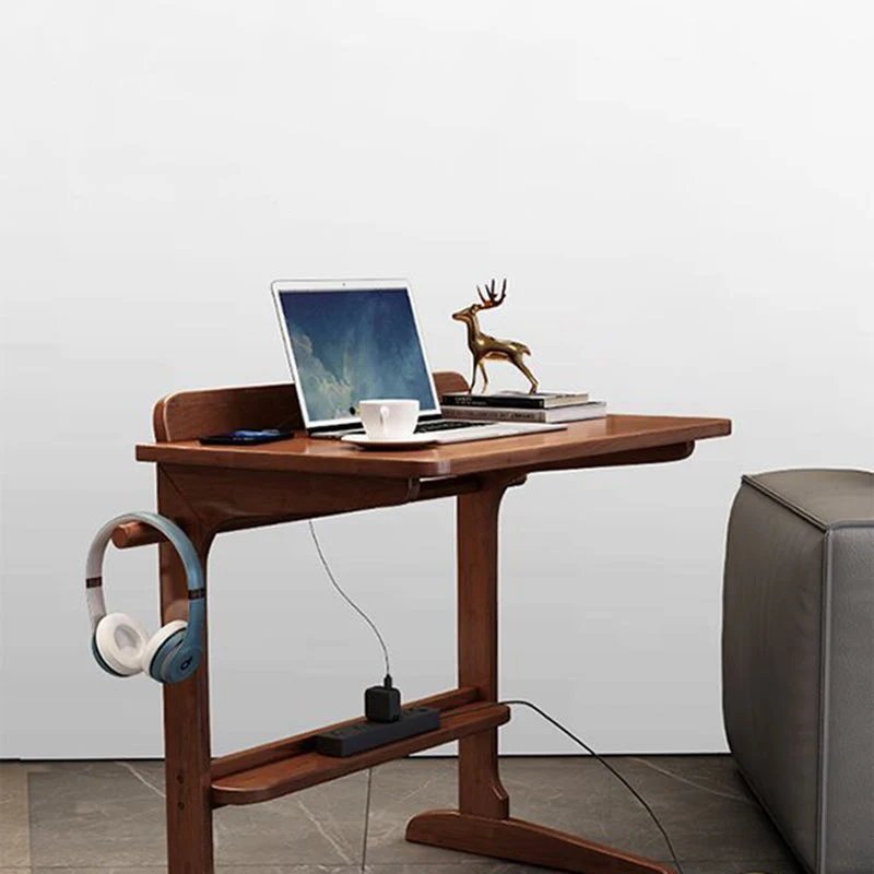 Modern Minimalist Rectangle Rubberwood Desk 2-Leg For Home Office