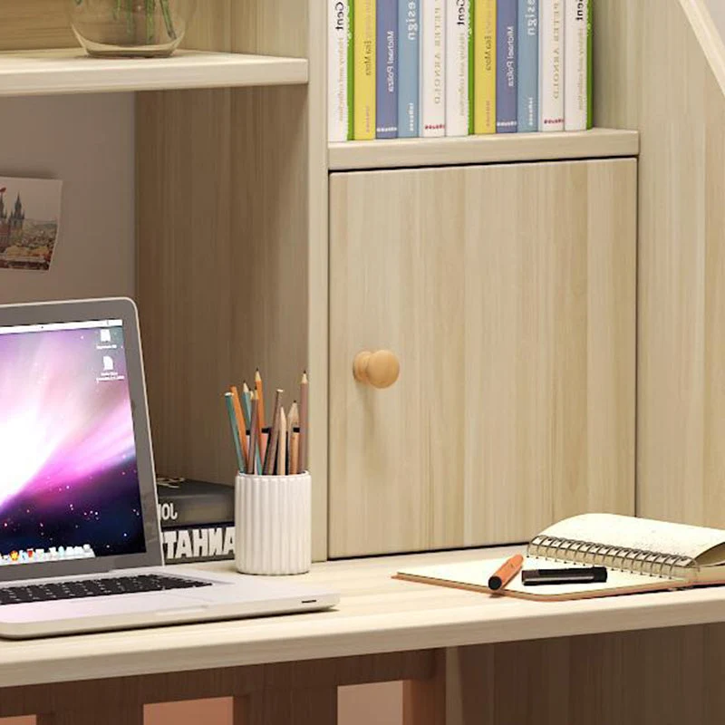 Modern Minimalist Rectangle MDF Desk 1-Shelf For Home Office