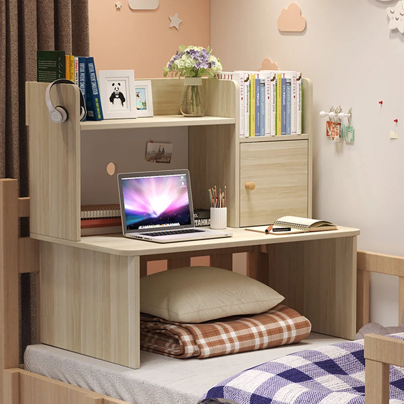 Modern Minimalist Rectangle MDF Desk 1-Shelf For Home Office