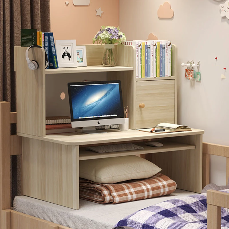 Modern Minimalist Rectangle MDF Desk 1-Shelf For Home Office