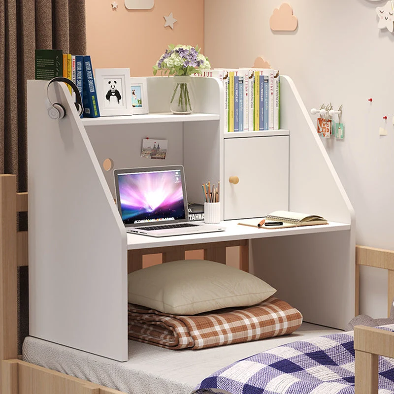 Modern Minimalist Rectangle MDF Desk 1-Shelf For Home Office