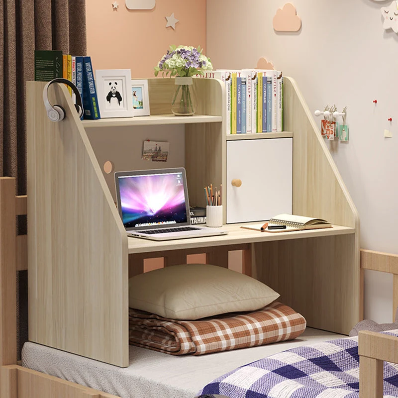 Modern Minimalist Rectangle MDF Desk 1-Shelf For Home Office