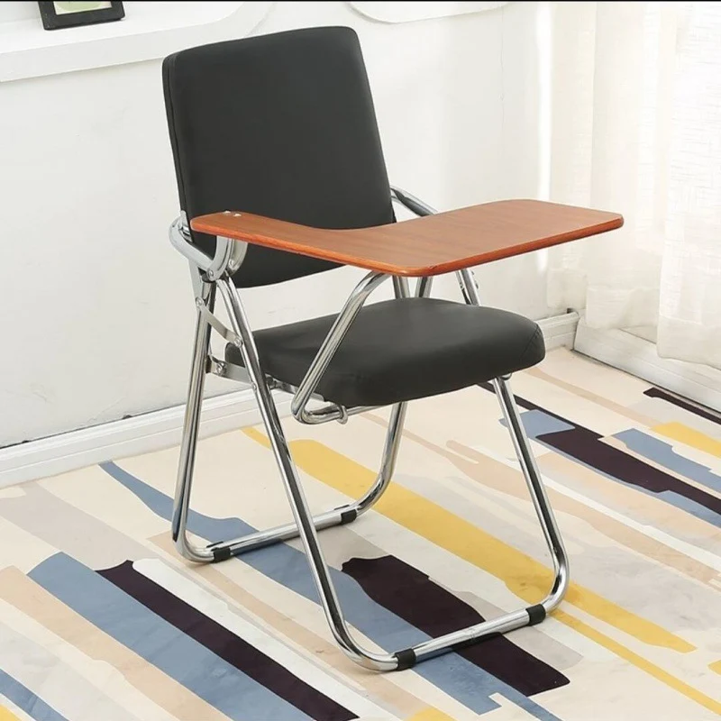 Modern Simplicity Faux Leather Iron Sponge Square Desk Chair Writing Board Foldable Backrest For Home Office