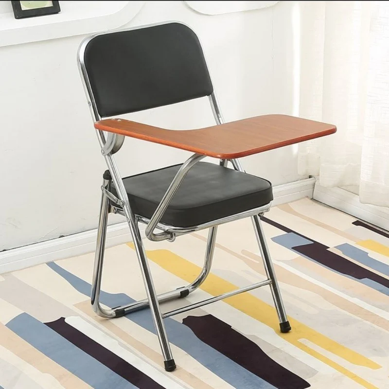 Modern Simplicity Faux Leather Iron Sponge Square Desk Chair Writing Board Foldable Backrest For Home Office