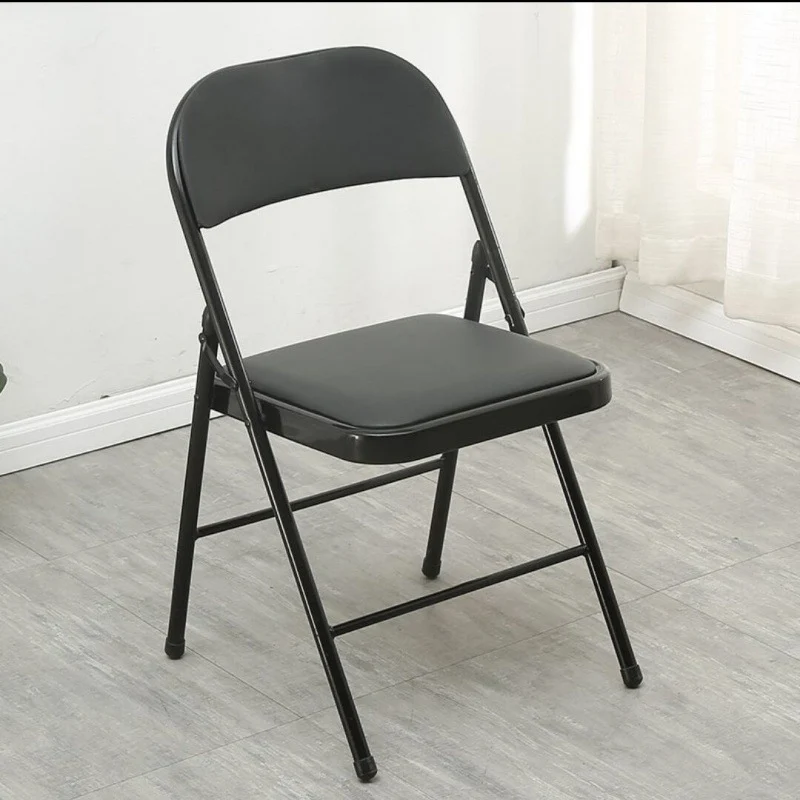 Modern Simplicity Faux Leather Iron Sponge Square Desk Chair Writing Board Foldable Backrest For Home Office