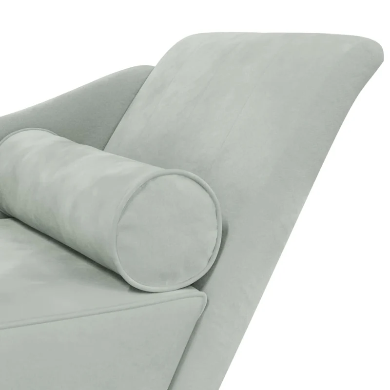 Chaise lounge com almofadões veludo cinzento-claro