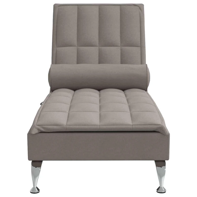 Chaise lounge de massagem com rolo tecido cinzento-acastanhado