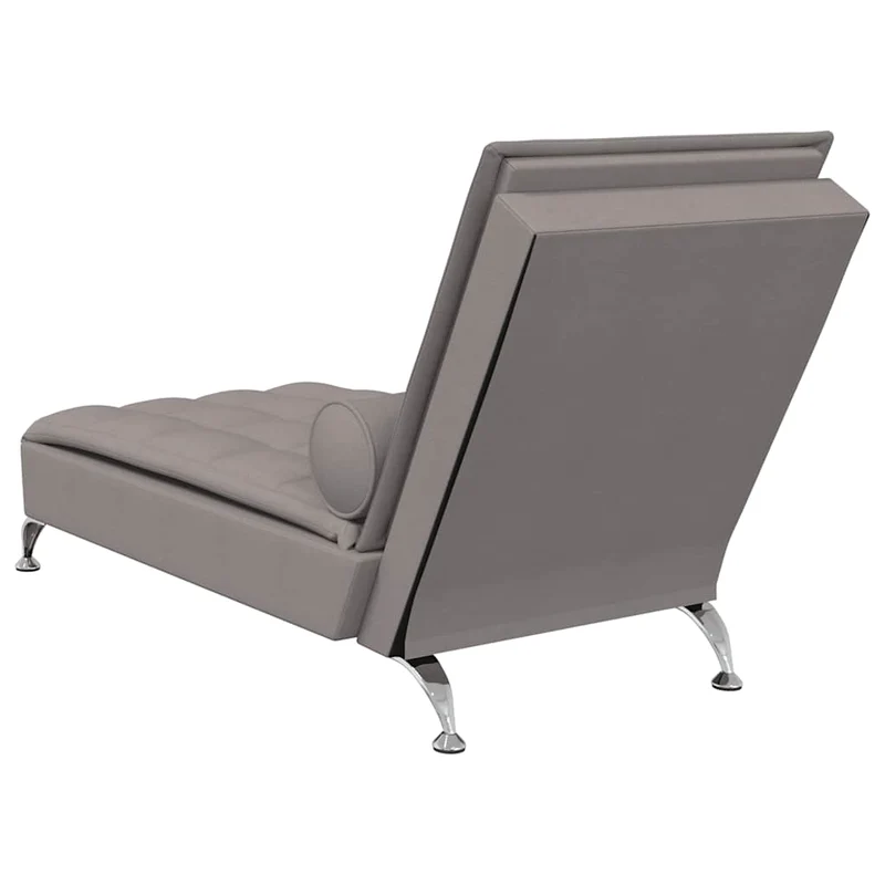 Chaise lounge de massagem com rolo tecido cinzento-acastanhado