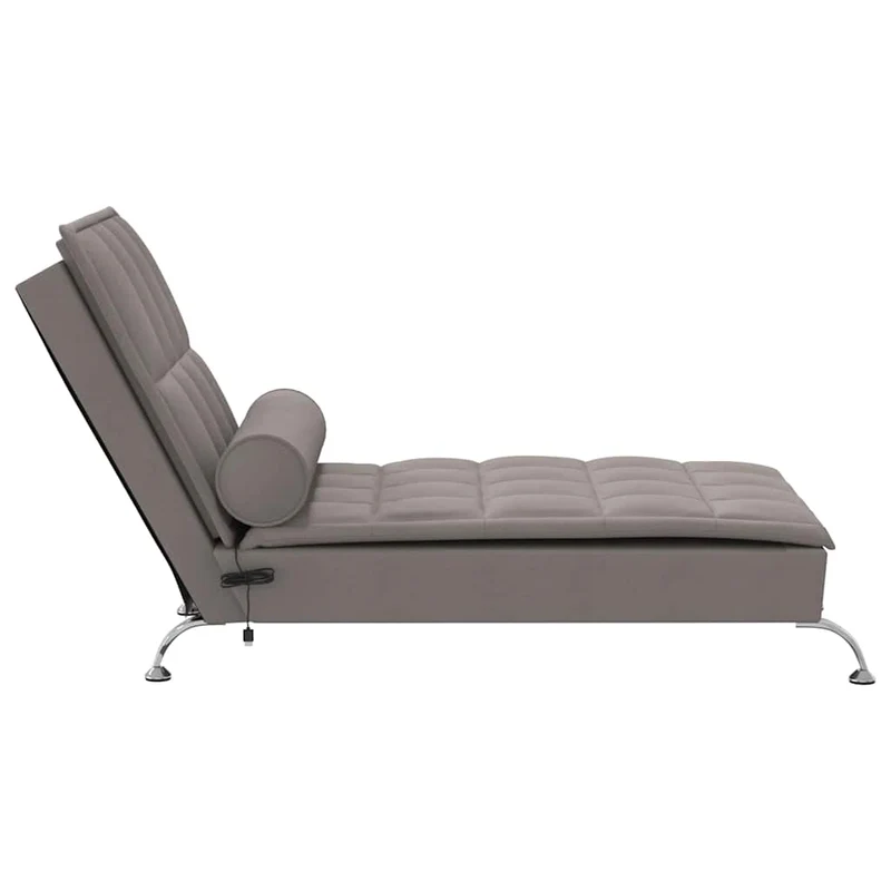 Chaise lounge de massagem com rolo tecido cinzento-acastanhado