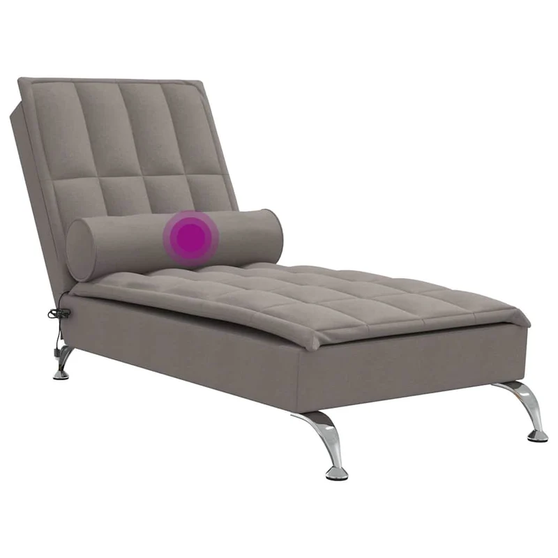 Chaise lounge de massagem com rolo tecido cinzento-acastanhado