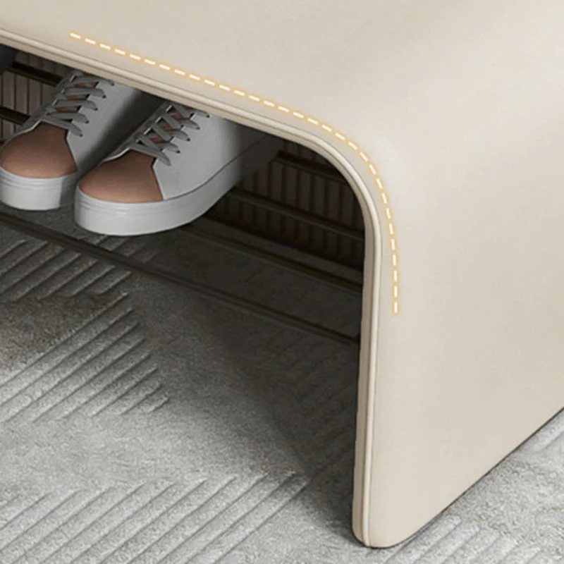 Modern Simplicity Eco-friendly Synthetic Leather Carbon Steel Rectangular Shoe Shelf Bench 2-Tier Storage For Entryway