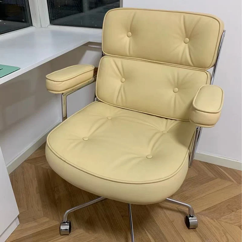 Modern Minimalist Swivel Liftable Square Rectangular Aluminum Alloy Microfiber Leather PU Leather Desk Chair Backrest Armrest For Home Office