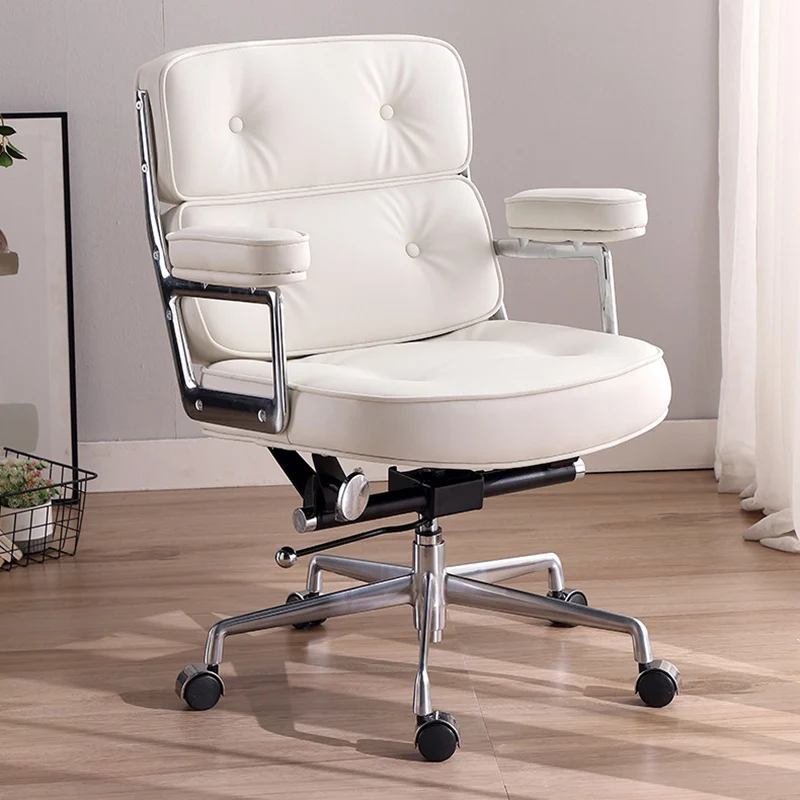 Modern Minimalist Swivel Liftable Square Rectangular Aluminum Alloy Microfiber Leather PU Leather Desk Chair Backrest Armrest For Home Office