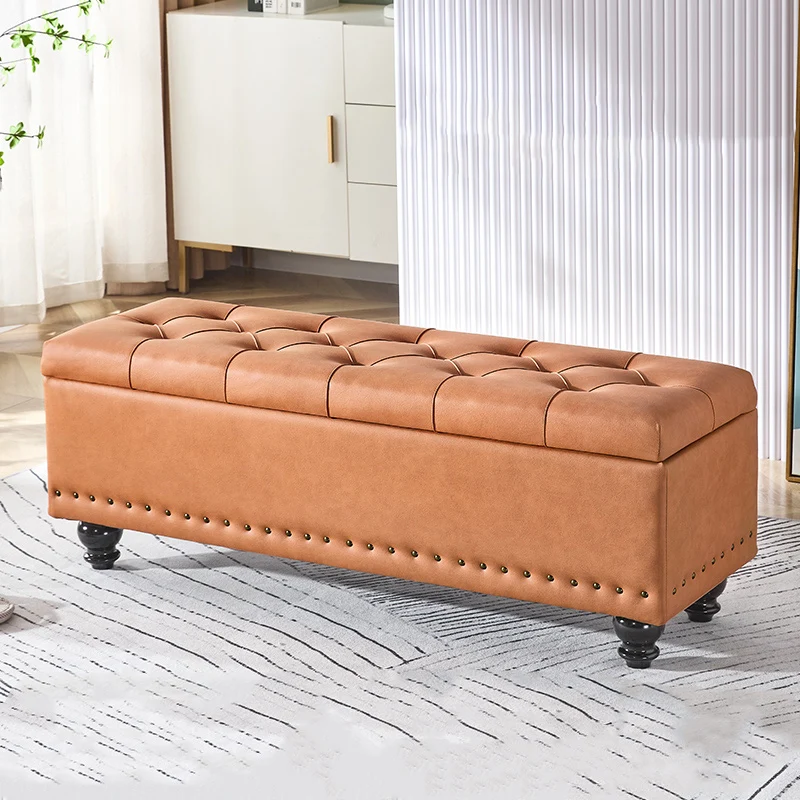 Contemporary Scandinavian Fabric Wood Rectangular Storage Bench Backless For Entryway