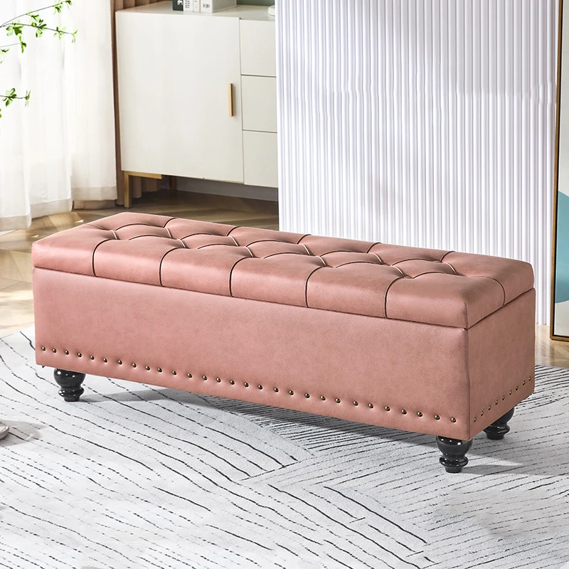 Contemporary Scandinavian Fabric Wood Rectangular Storage Bench Backless For Entryway