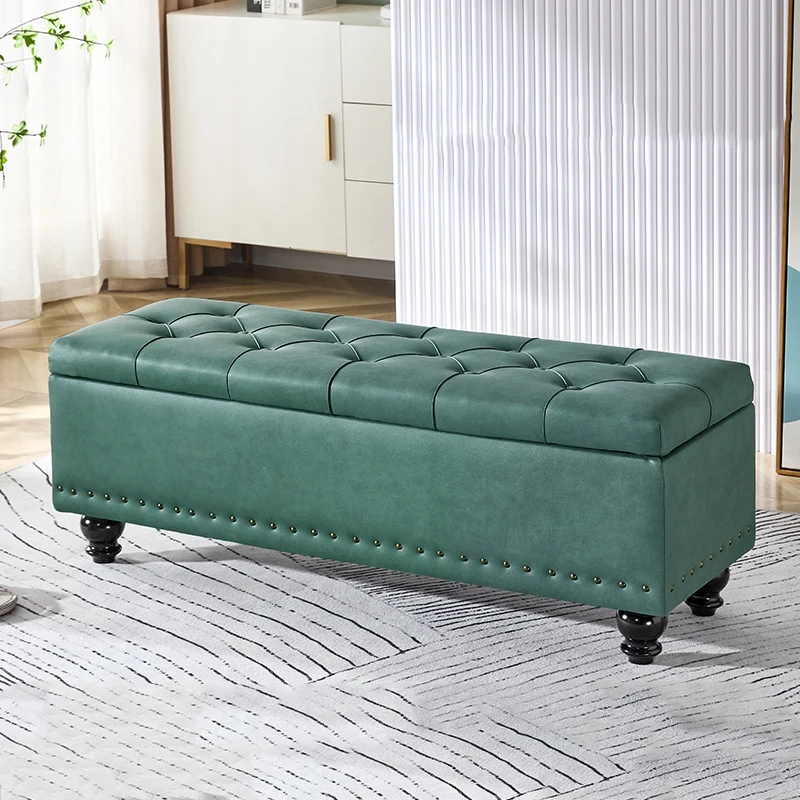 Contemporary Scandinavian Fabric Wood Rectangular Storage Bench Backless For Entryway