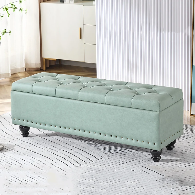 Contemporary Scandinavian Fabric Wood Rectangular Storage Bench Backless For Entryway