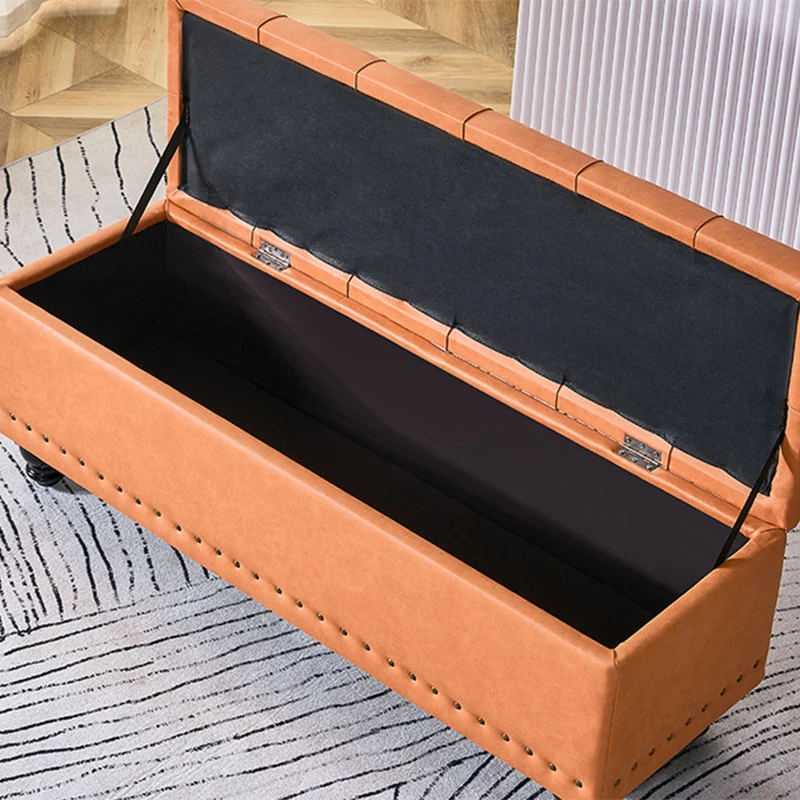 Contemporary Scandinavian Fabric Wood Rectangular Storage Bench Backless For Entryway