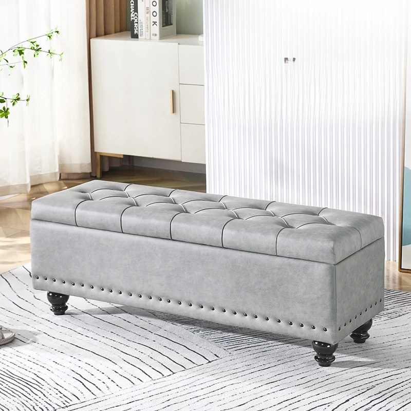 Contemporary Scandinavian Fabric Wood Rectangular Storage Bench Backless For Entryway