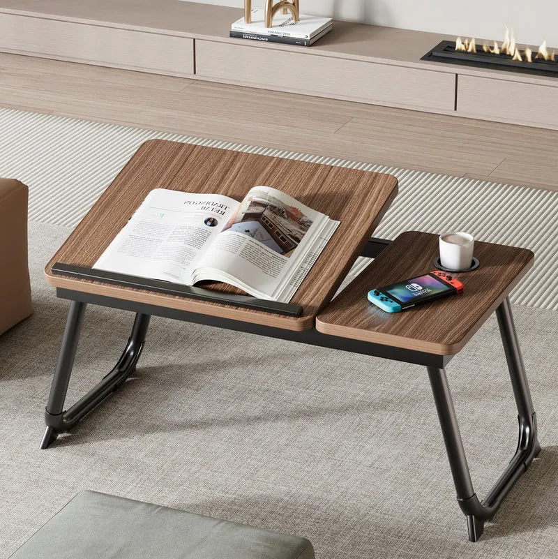 Contemporary Nordic Carbon Steel MDF Rectangular Desks Foldable Angle Adjustable 2-Tray Saucer For Study