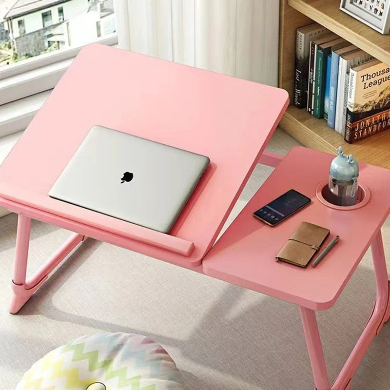 Contemporary Nordic Carbon Steel MDF Rectangular Desks Foldable Angle Adjustable 2-Tray Saucer For Study
