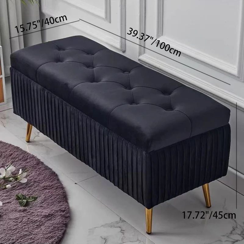 Modern Luxury Flannel Joinery Board Sponge Rectangular Striped Storage Bench Backless For Entryway