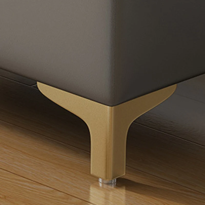 Contemporary Scandinavian Faux Leather Wood Titanium Alloy Sponge Rectangular Storage Bench Backless For Entryway