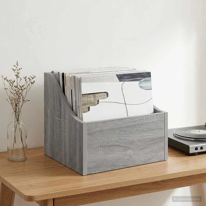 Caixa de Discos LP Sonoma cinzento 37 x 33 x 32 cm