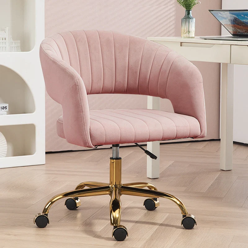 Contemporary Scandinavian Liftable Swivel Curved Square Iron Hemp Velvet Desk Chair Backrest Armrest For Home Office