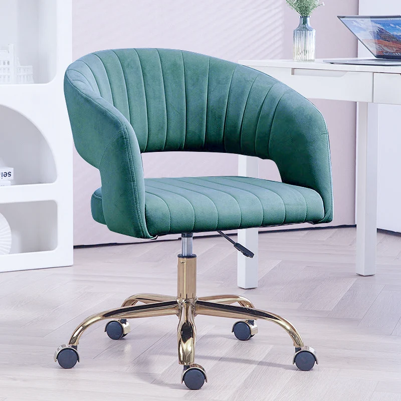 Contemporary Scandinavian Liftable Swivel Curved Square Iron Hemp Velvet Desk Chair Backrest Armrest For Home Office