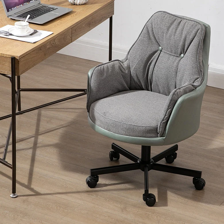 Modern Simplicity Curved Cotton-Linen Synthetic Fabric Aluminum Alloy Metal Desk Chair Backrest Armrest For Home Office