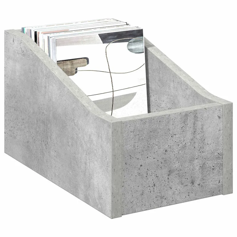 Caixa de Discos LP Cinzento Cimento 18 x 32 x 18 cm