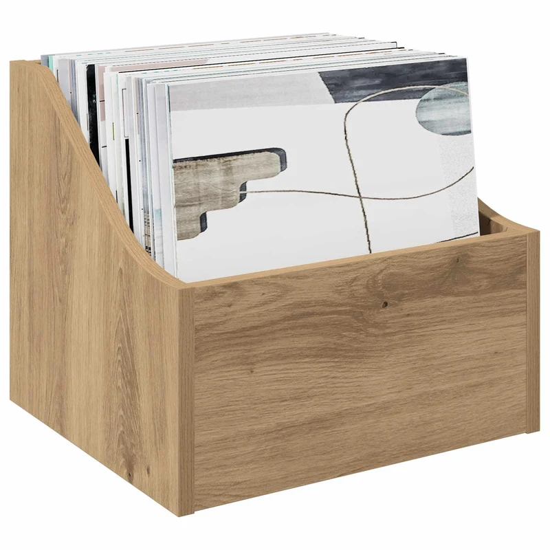 Caixa de Discos LP Carvalho Arttisan 37 x 33 x 32 cm