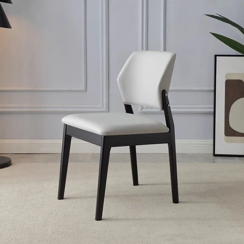 Contemporary Nordic Rectangular Rubberwood PU Leather Chair Backrest Armless For Living Room