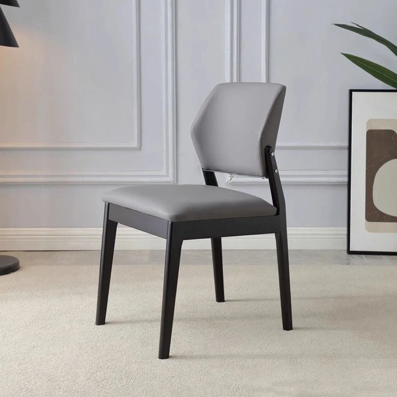 Contemporary Nordic Rectangular Rubberwood PU Leather Chair Backrest Armless For Living Room