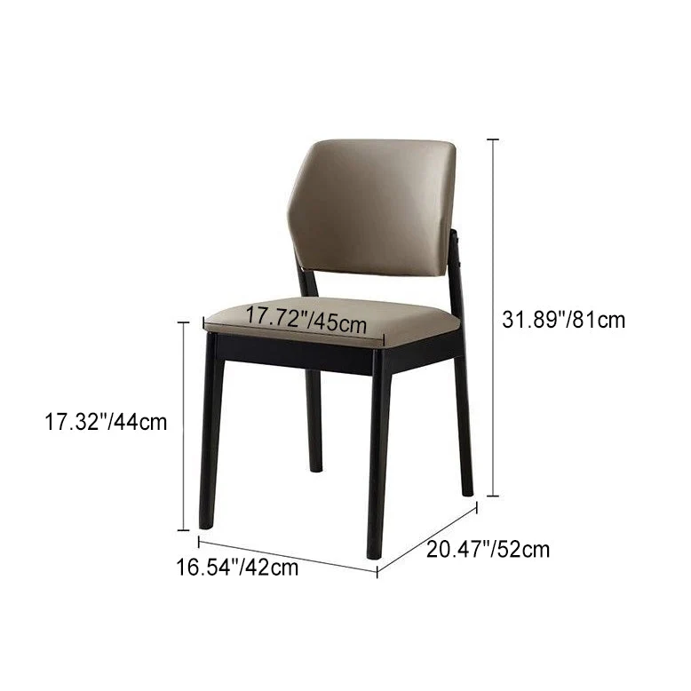 Contemporary Nordic Rectangular Rubberwood PU Leather Chair Backrest Armless For Living Room