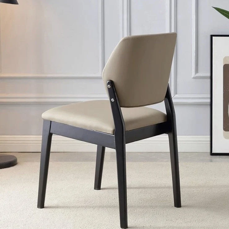 Contemporary Nordic Rectangular Rubberwood PU Leather Chair Backrest Armless For Living Room