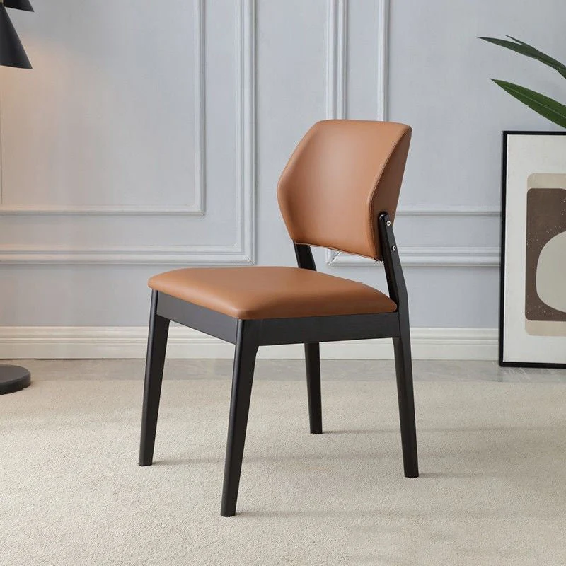 Contemporary Nordic Rectangular Rubberwood PU Leather Chair Backrest Armless For Living Room