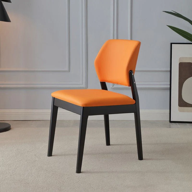 Contemporary Nordic Rectangular Rubberwood PU Leather Chair Backrest Armless For Living Room